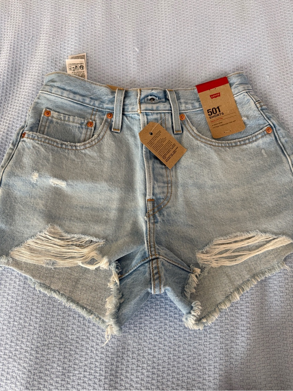GAP Light Blue Distressed Denim Shorts - Women